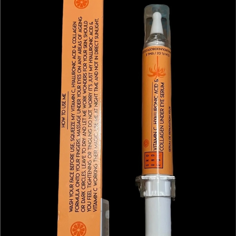 Grounded Vitamin C Hyaluronic Acid & Collagen Under Eye Serum 0.34 Oz 10 ml NIB